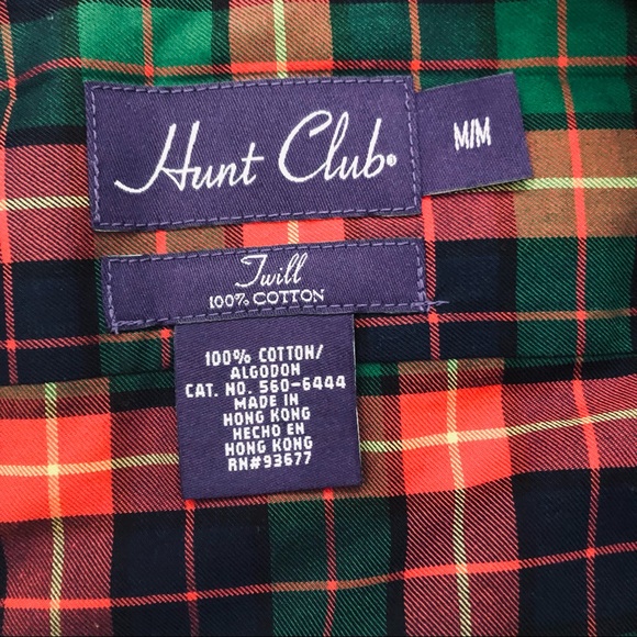 Hunt Club Medium Red Green Blue Twill Plaid Long Sleeve Button Down Shirt - Picture 6 of 6